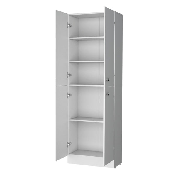 HomeRoots 12" White Wood Storage Closet with 5 Adjustable Shelves - Stylish, Versatile & Space-Saving Solution! 558518