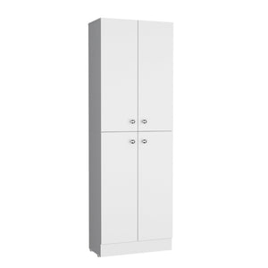HomeRoots 12" White Wood Storage Closet with 5 Adjustable Shelves - Stylish, Versatile & Space-Saving Solution! 558518