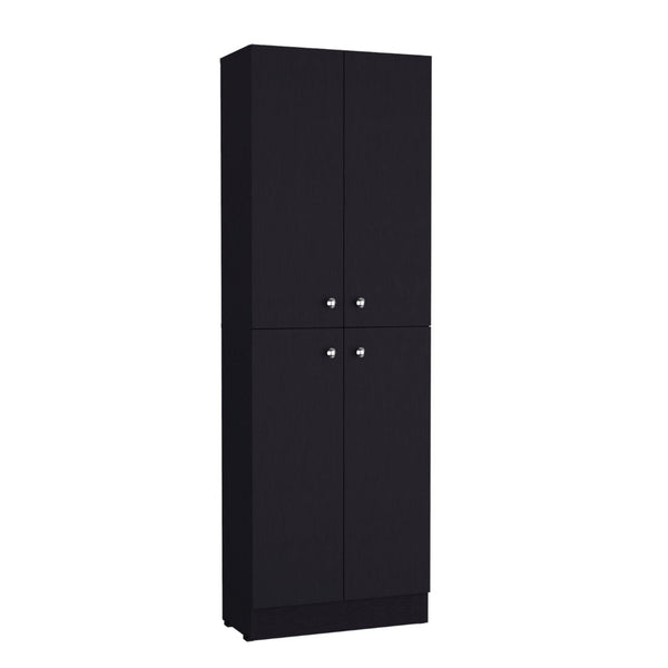HomeRoots 12" Stylish Black Wood Storage Closet - Maximize Vertical Space with 5 Adjustable Shelves for Home 558519
