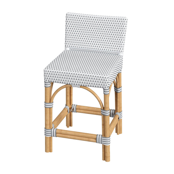Butler Specialty Serienna Low Back Rattan Counter Stool – Stylish Modern Island Charm For Kitchen And Bar Spaces White And Gray Rattan,Polyurethane Synthetic (Pe) Rattan 5585266-butler