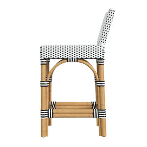 Butler Specialty Serienna Low Back Rattan Counter Stool – Stylish Modern Island Charm For Kitchen And Bar Spaces Black And White Rattan,Polyurethane Synthetic (Pe) Rattan 5585295-butler