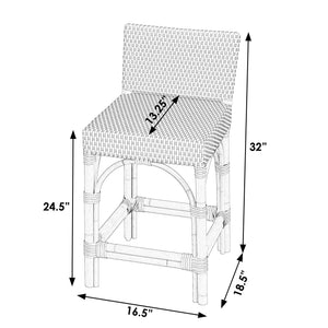 Butler Specialty Serienna Low Back Rattan Counter Stool – Stylish Modern Island Charm For Kitchen And Bar Spaces Black And White Rattan,Polyurethane Synthetic (Pe) Rattan 5585295-butler