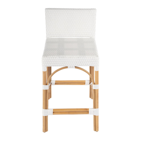 Butler Specialty Serienna Low Back Rattan Counter Stool – Stylish Modern Island Charm For Kitchen And Bar Spaces White Rattan,Polyurethane Synthetic (Pe) Rattan 5585304-butler