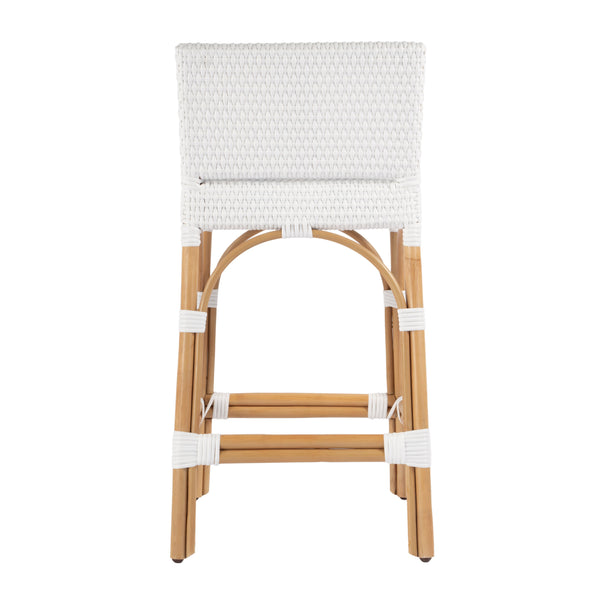 Butler Specialty Serienna Low Back Rattan Counter Stool – Stylish Modern Island Charm For Kitchen And Bar Spaces White Rattan,Polyurethane Synthetic (Pe) Rattan 5585304-butler