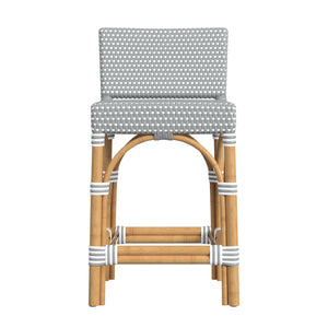 Butler Specialty Serienna Low Back Rattan Counter Stool – Stylish Modern Island Charm For Kitchen And Bar Spaces Gray And White Rattan,Polyurethane Synthetic (Pe) Rattan 5585329-butler