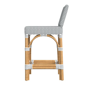 Butler Specialty Serienna Low Back Rattan Counter Stool – Stylish Modern Island Charm For Kitchen And Bar Spaces Gray And White Rattan,Polyurethane Synthetic (Pe) Rattan 5585329-butler