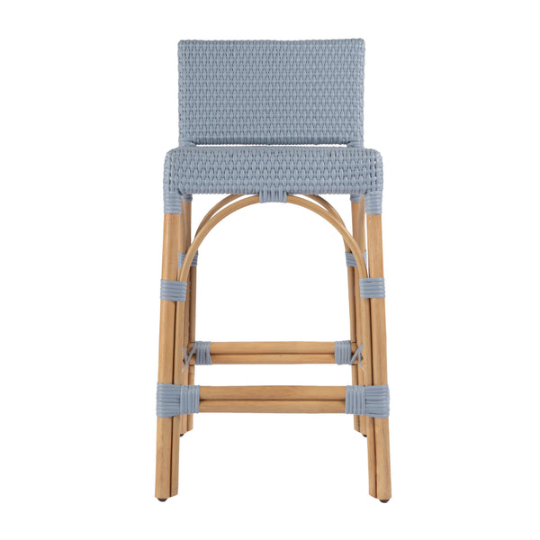 Butler Specialty Serienna Low Back Rattan Counter Stool – Stylish Modern Island Charm For Kitchen And Bar Spaces Baby Blue Rattan,Polyurethane Synthetic (Pe) Rattan 5585341-butler