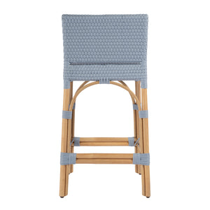 Butler Specialty Serienna Low Back Rattan Counter Stool – Stylish Modern Island Charm For Kitchen And Bar Spaces Baby Blue Rattan,Polyurethane Synthetic (Pe) Rattan 5585341-butler