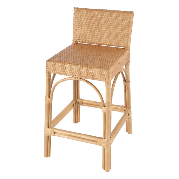 Butler Specialty Serienna Low Back Rattan Counter Stool – Stylish Modern Island Charm For Kitchen And Bar Spaces Natural Rattan 5585404-butler
