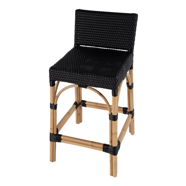 Butler Specialty Serienna Low Back Rattan Counter Stool – Stylish Modern Island Charm For Kitchen And Bar Spaces Black Rattan,Polyurethane Synthetic (Pe) Rattan 5585425-butler