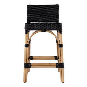 Butler Specialty Serienna Low Back Rattan Counter Stool – Stylish Modern Island Charm For Kitchen And Bar Spaces Black Rattan,Polyurethane Synthetic (Pe) Rattan 5585425-butler