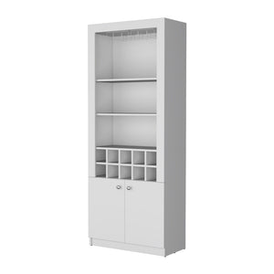 HomeRoots 75" Modern White Wood Bar Cabinet – Elegant Storage for Wine & Glasses, Perfect for Any Space! 558543