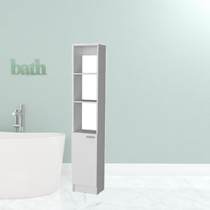 HomeRoots 13" White Freestanding Bathroom Vanity with Soft-Close Door, Ample Storage & Stylish Metal Handle 558544
