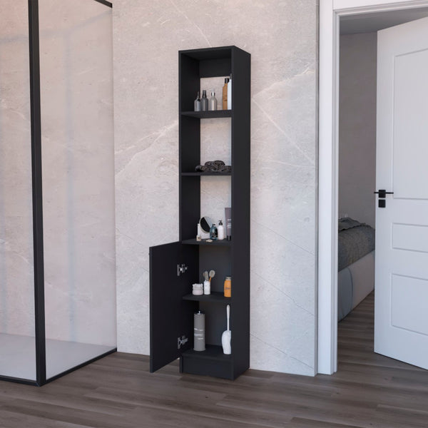 HomeRoots 13" Black Wood Freestanding Bathroom Vanity - Compact, Stylish Storage Solution for Small Spaces 558545