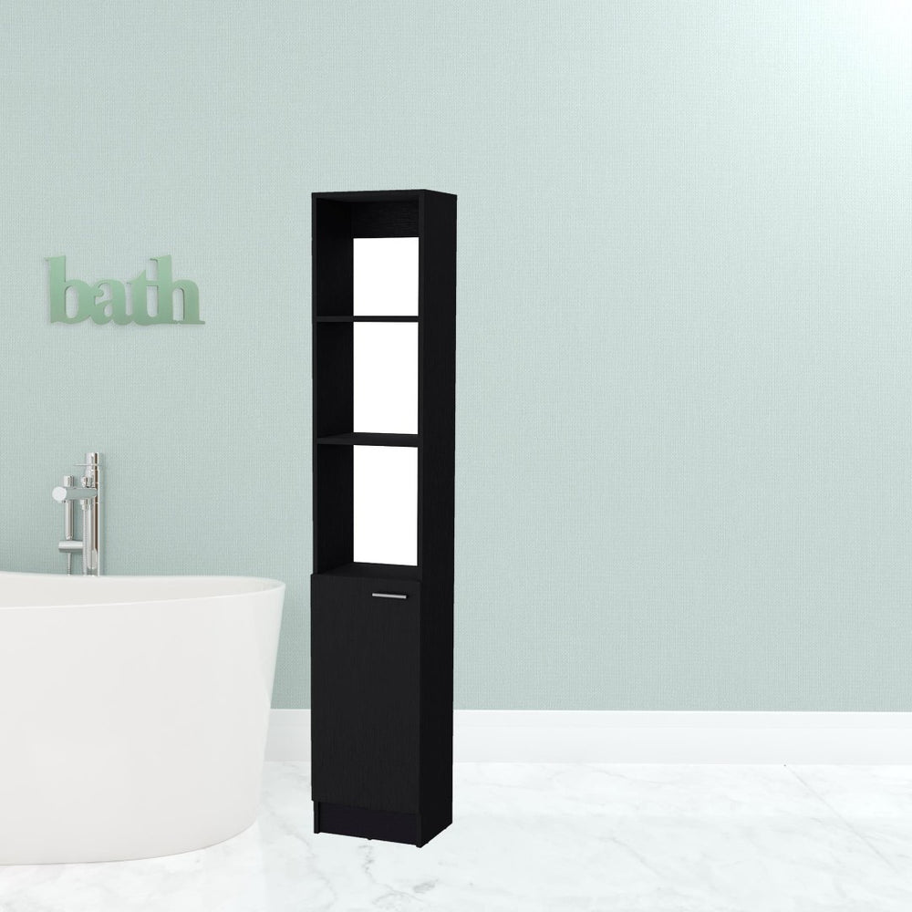 HomeRoots 13" Black Wood Freestanding Bathroom Vanity - Compact, Stylish Storage Solution for Small Spaces 558545