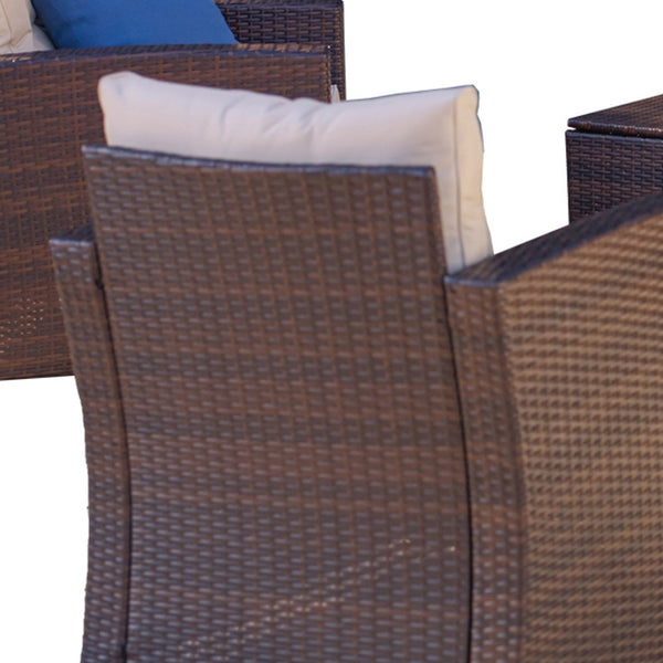 Homeroots Five Piece Outdoor Dark Brown Wicker Sofa Seating Group With Beige Cushions  Does Not Apply 558547