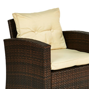 Homeroots Four Piece Outdoor Brown Wicker Sofa Seating Group With Beige Cushions  Wicker 558548