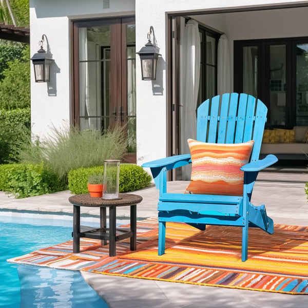 Homeroots 32" Stylish Blue Solid Wood Adirondack Chair - Outdoor Folding Design For Comfort & Relaxation  Solid Wood 558549