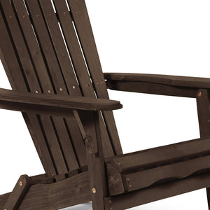Homeroots 32" Dark Brown And Natural Wood Solid Wood Outdoor Adirondack Chair  Solid Wood 558550