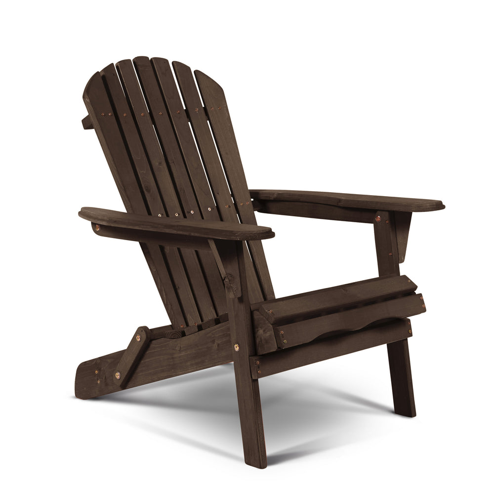 Homeroots 32" Dark Brown And Natural Wood Solid Wood Outdoor Adirondack Chair  Solid Wood 558550