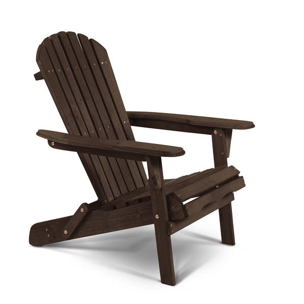 Homeroots 32" Dark Brown And Natural Wood Solid Wood Outdoor Adirondack Chair  Solid Wood 558550