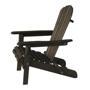 Homeroots 32" Dark Brown And Natural Wood Solid Wood Outdoor Adirondack Chair  Solid Wood 558550