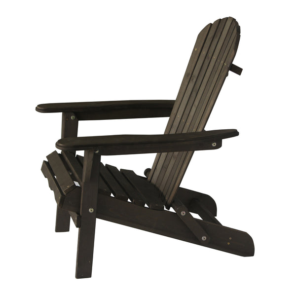 Homeroots 32" Dark Brown And Natural Wood Solid Wood Outdoor Adirondack Chair  Solid Wood 558550