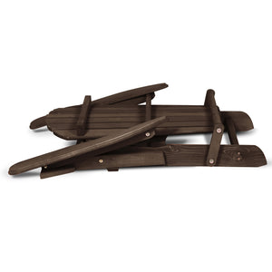 Homeroots 32" Dark Brown And Natural Wood Solid Wood Outdoor Adirondack Chair  Solid Wood 558550