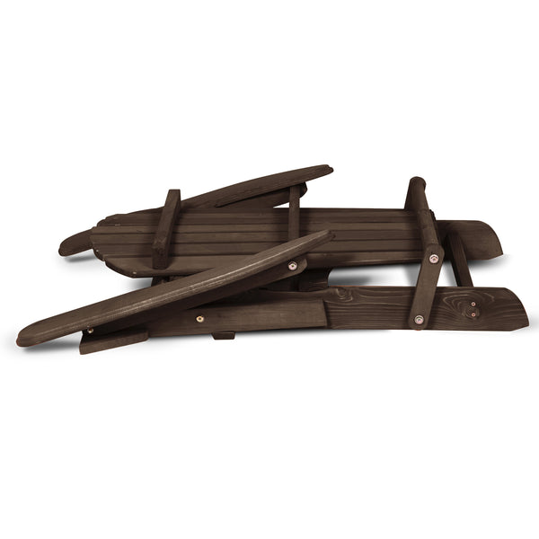 Homeroots 32" Dark Brown And Natural Wood Solid Wood Outdoor Adirondack Chair  Solid Wood 558550