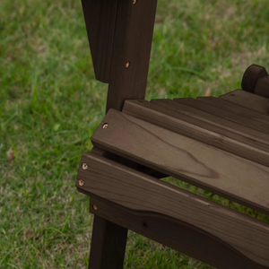 Homeroots 32" Dark Brown And Natural Wood Solid Wood Outdoor Adirondack Chair  Solid Wood 558550