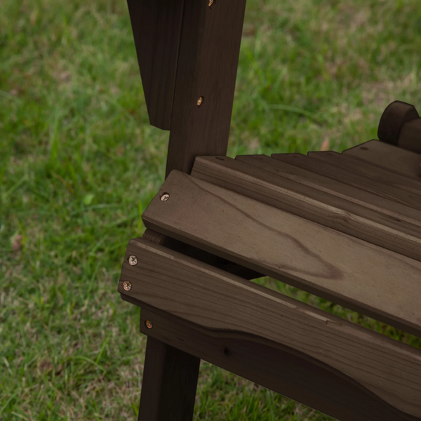 Homeroots 32" Dark Brown And Natural Wood Solid Wood Outdoor Adirondack Chair  Solid Wood 558550