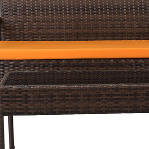 Homeroots Four Piece Outdoor Dark Brown Wicker Sofa Seating Group With Orange Cushions  Wicker 558552
