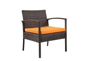 Homeroots Four Piece Outdoor Dark Brown Wicker Sofa Seating Group With Orange Cushions  Wicker 558552