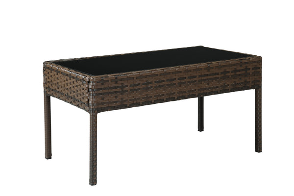 Homeroots Four Piece Outdoor Dark Brown Wicker Sofa Seating Group With Orange Cushions  Wicker 558552