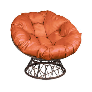 HomeRoots 38" Stylish Brown Metal Papasan Chair with Vibrant Orange Cushion for Indoor & Outdoor Relaxation 558553