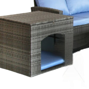 Homeroots Six Piece Outdoor Gray Wicker Sofa Seating Group With Light Blue Cushions  Wicker 558554