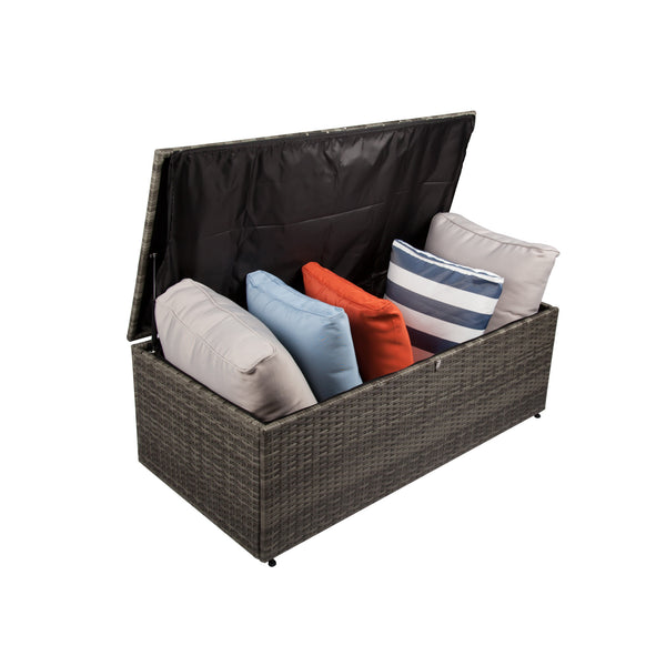 Homeroots Six Piece Outdoor Gray Wicker Sofa Seating Group With Light Blue Cushions  Wicker 558554