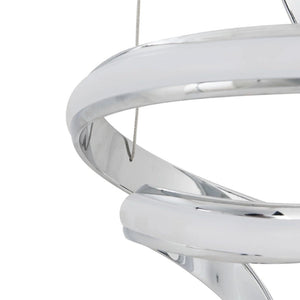 HomeRoots Silver Modern Two-Light Dimmable LED Chandelier - Elegant Metal Fixture for Versatile Home Décor 558555
