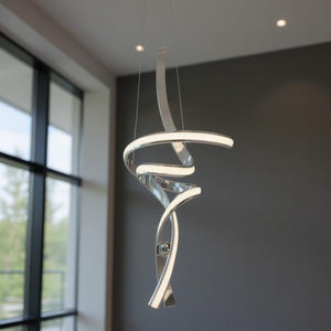 HomeRoots Silver Modern Two-Light Dimmable LED Chandelier - Elegant Metal Fixture for Versatile Home Décor 558555