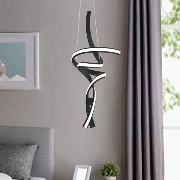 HomeRoots Black Two-Light Dimmable LED Chandelier - Modern Matte Metal Design for Small Spaces & Style 558556
