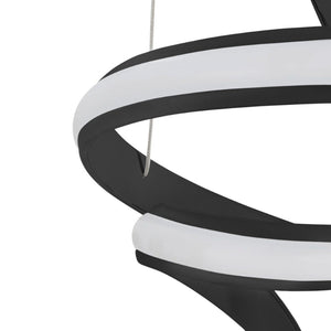 HomeRoots Black Two-Light Dimmable LED Chandelier - Modern Matte Metal Design for Small Spaces & Style 558556
