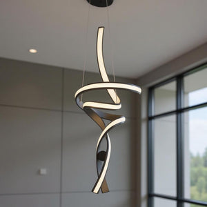 HomeRoots Black Modern Two-Light LED Chandelier - Dimmable, Smart Home Compatible, Perfect for Any Space! 558557