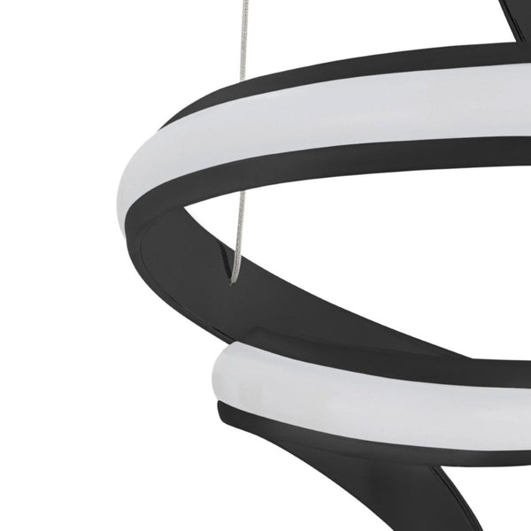 HomeRoots Black Modern Two-Light LED Chandelier - Dimmable, Smart Home Compatible, Perfect for Any Space! 558557