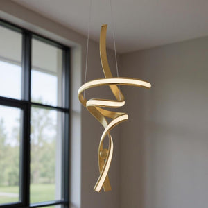HomeRoots Gold Modern Two-Light Metal LED Chandelier - Dimmable, Energy-Efficient Fixture for Stylish Spaces 558558