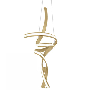 HomeRoots Gold Modern Two-Light LED Chandelier - Smart, Dimmable, Durable Metal Fixture for Stylish Spaces 558559