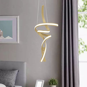 HomeRoots Gold Modern Two-Light LED Chandelier - Smart, Dimmable, Durable Metal Fixture for Stylish Spaces 558559