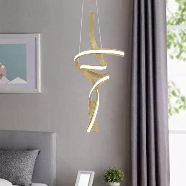 HomeRoots Gold Modern Two-Light LED Chandelier - Smart, Dimmable, Durable Metal Fixture for Stylish Spaces 558559