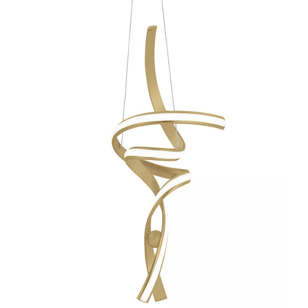 HomeRoots Gold Modern Two-Light LED Chandelier - Smart, Dimmable, Durable Metal Fixture for Stylish Spaces 558559