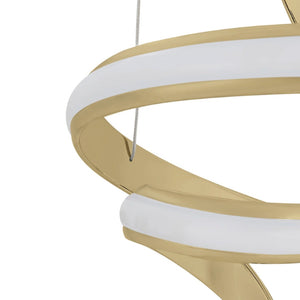 HomeRoots Gold Modern Two-Light LED Chandelier - Smart, Dimmable, Durable Metal Fixture for Stylish Spaces 558559