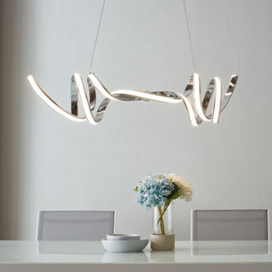 HomeRoots Silver Modern Two-Light Dimmable LED Chandelier - Adjustable Height, Energy-Efficient Illumination 558560